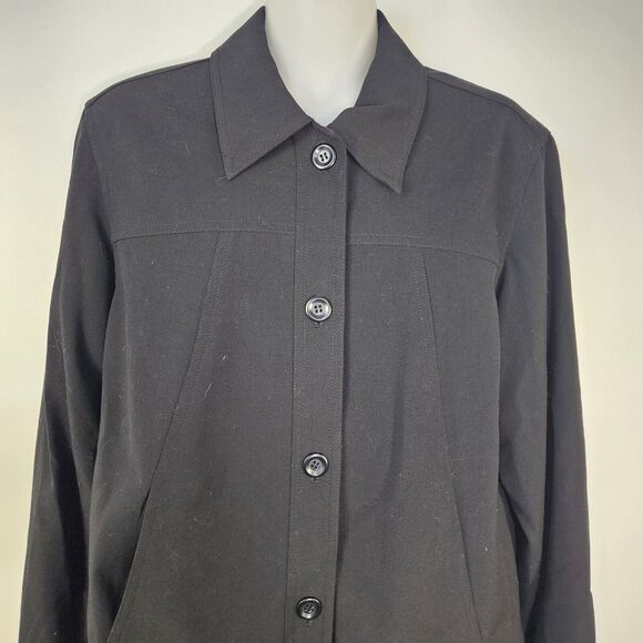 Coldwater Creek Womens Jacket Size Small Pockets Button Up Black Stretch Lined - Picture 3 of 10